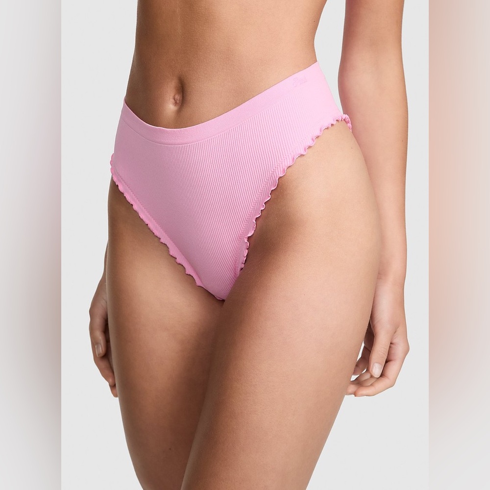 NWT PINK Victoria’s Secret Seamless Brazilian Panty Rib Pink Lollipop Size M